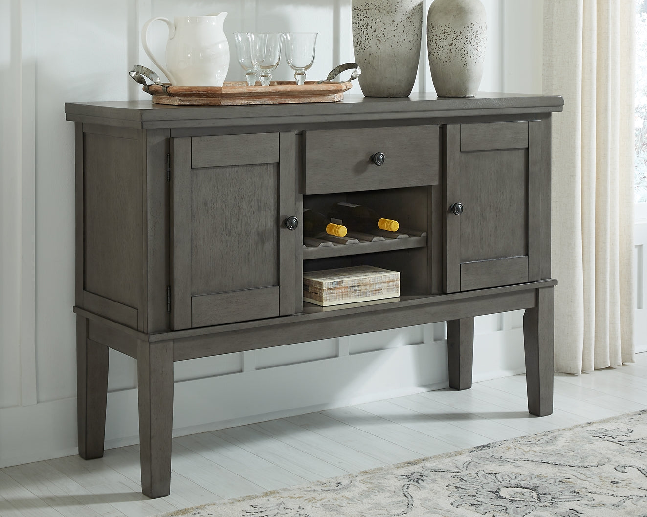 Hallanden Dining Table and 4 Chairs and Bench with Storage Milwaukee Furniture of Chicago - Furniture Store in Chicago Serving Humbolt Park, Roscoe Village, Avondale, & Homan Square