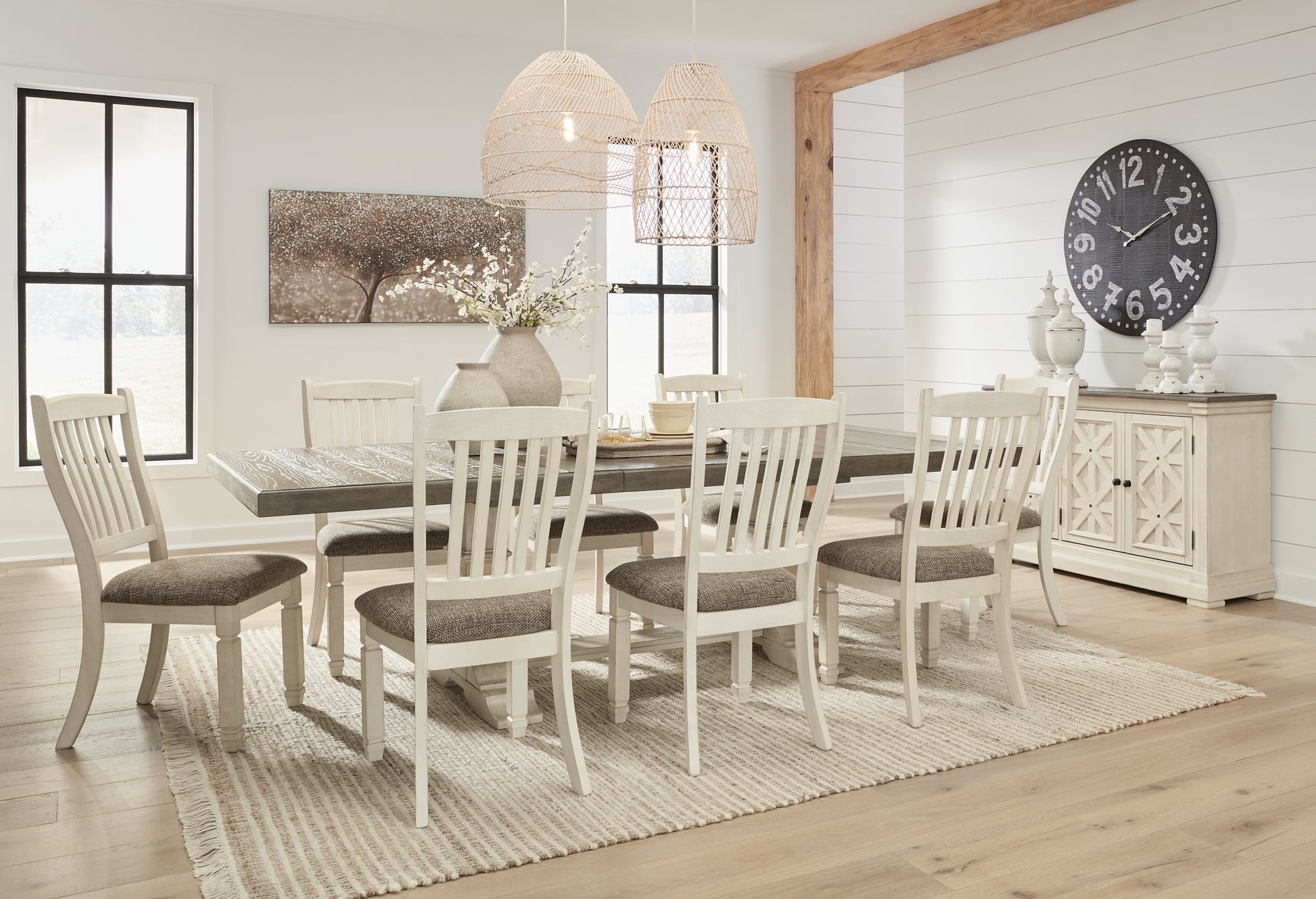 Bolanburg Dining Table and 8 Chairs with Storage Milwaukee Furniture of Chicago - Furniture Store in Chicago Serving Humbolt Park, Roscoe Village, Avondale, & Homan Square