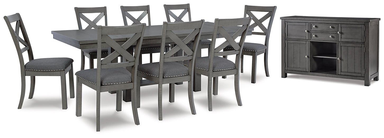 Myshanna Dining Table and 8 Chairs with Storage Milwaukee Furniture of Chicago - Furniture Store in Chicago Serving Humbolt Park, Roscoe Village, Avondale, & Homan Square
