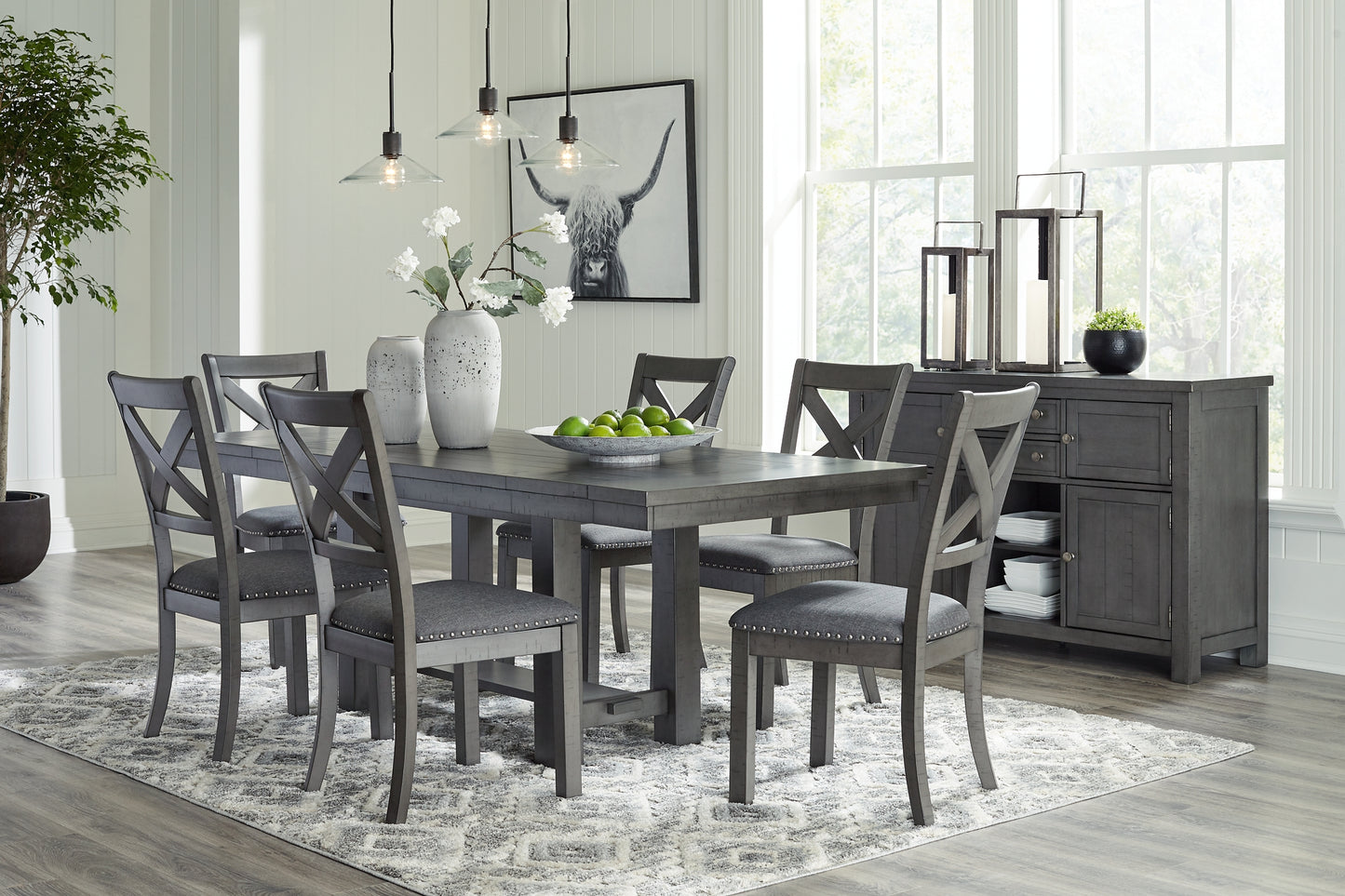 Myshanna Dining Table and 6 Chairs with Storage Milwaukee Furniture of Chicago - Furniture Store in Chicago Serving Humbolt Park, Roscoe Village, Avondale, & Homan Square
