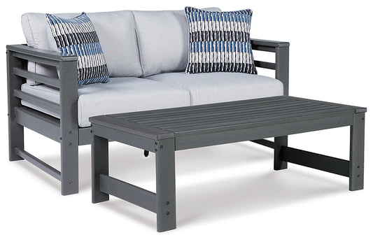 Amora Outdoor Loveseat with Coffee Table Milwaukee Furniture of Chicago - Furniture Store in Chicago Serving Humbolt Park, Roscoe Village, Avondale, & Homan Square