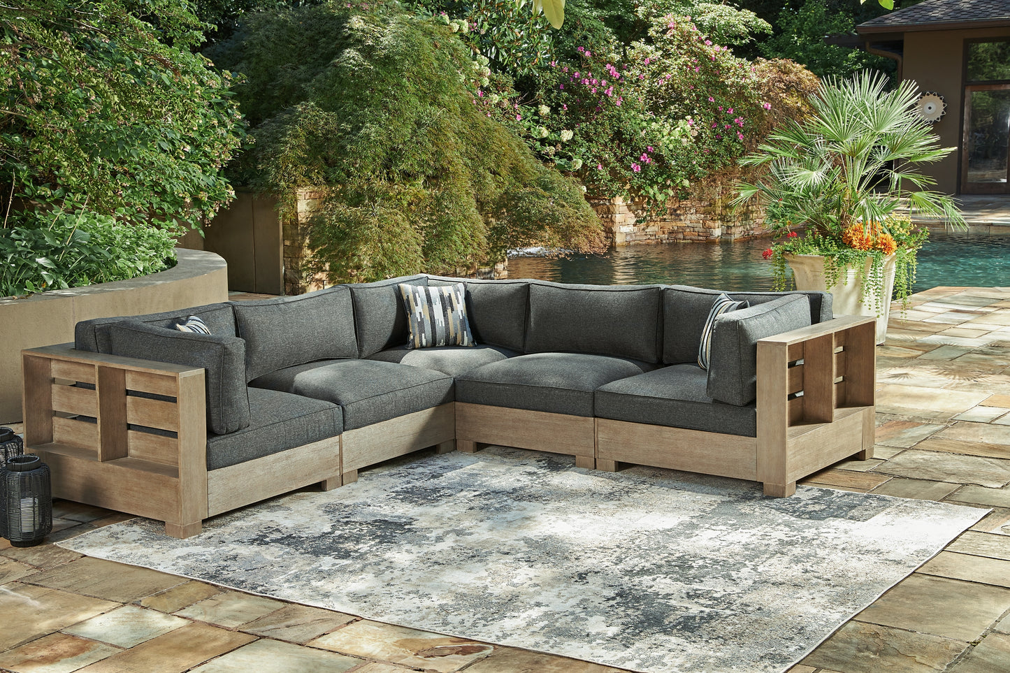 Citrine Park 5-Piece Outdoor Sectional with Ottoman Milwaukee Furniture of Chicago - Furniture Store in Chicago Serving Humbolt Park, Roscoe Village, Avondale, & Homan Square