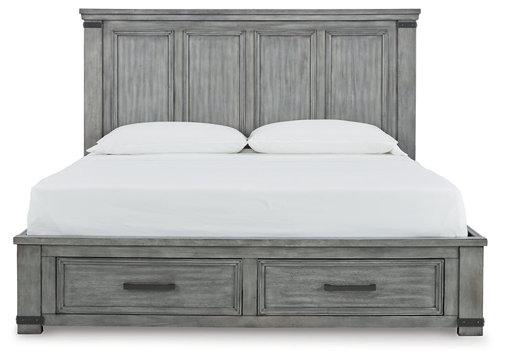 Russelyn California King Storage Bed with Mirrored Dresser