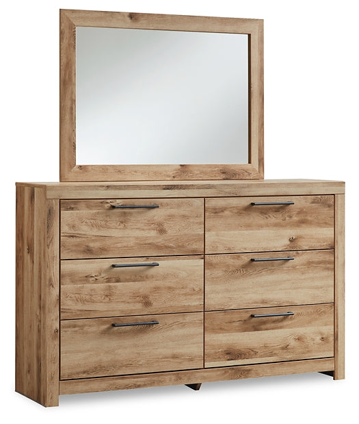 Hyanna Twin Panel Bed with Storage with Mirrored Dresser