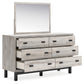 Vessalli Queen Panel Headboard with Mirrored Dresser, Chest and 2 Nightstands
