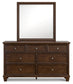 Danabrin California King Panel Bed with Mirrored Dresser and Chest