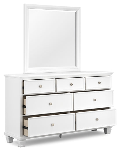 Fortman Full Panel Bed with Mirrored Dresser and Chest